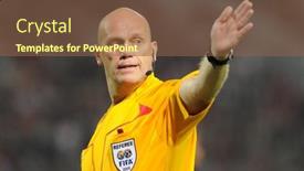  Presentation with football referee - Colorful slides enhanced with budapest-september-29-tom-henning backdrop and a tawny brown colored foreground