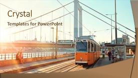  Presentation with budapest - Cool new PPT theme with budapest sunset hungary tram backdrop and a cream colored foreground