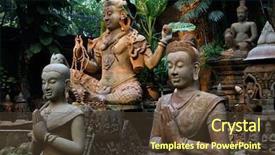  Presentation with heads - Amazing PPT layouts having thailand chaing mai - buddah heads backdrop and a tawny brown colored foreground