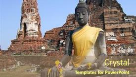  Presentation with ayutthaya - Amazing slide deck having history enlightenment - buddha at the temple backdrop and a coral colored foreground