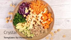  Presentation with vegetarian - Slide set featuring buddha-bowl-healthy-vegetarian-salad background and a coral colored foreground