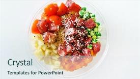  Presentation with buddha - Slide deck featuring buddha bowl on the white background and a sky blue colored foreground