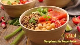  Presentation with chickpea - Colorful slide deck enhanced with buddha-bowl-with-smoked-salmon backdrop and a tawny brown colored foreground