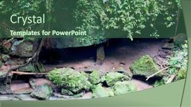  Presentation with bali temple - PPT theme consisting of buddha cave temple near background and a ocean colored foreground