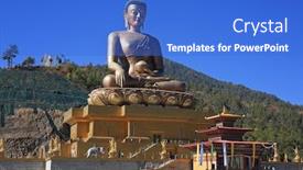 Presentation with buddha - Colorful presentation design enhanced with buddha-dordenma-statue-in-thimphu backdrop and a cobalt blue colored foreground