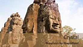  Presentation with cambodia - PPT theme with buddha-face-at-bayon-temple background and a coral colored foreground