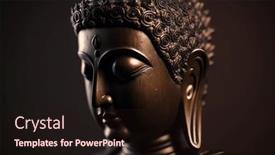  Presentation with buddha - Slide deck featuring buddha-face-on-black-background background and a  colored foreground