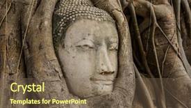  Presentation with buddha - Cool new slide deck with buddha head in tree backdrop and a violet colored foreground