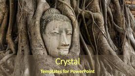  Presentation with banyan tree - Colorful PPT theme enhanced with buddha head statue in banyan tree at ayutthaya backdrop and a tawny brown colored foreground