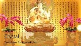  Presentation with chinese temple - Cool new slides with buddha in a chinese temple in singapore backdrop and a gold colored foreground
