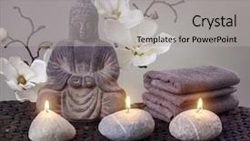  Presentation with religious meditation - Cool new presentation theme with buddha in meditation religious concept backdrop and a light gray colored foreground