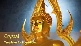  Presentation with bangkok - Cool new PPT theme with buddha in wat benchamabopit bangkok backdrop and a tawny brown colored foreground
