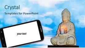  Presentation with advertising - Cool new presentation with buddha of stone with free backdrop and a  colored foreground