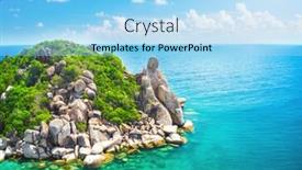  Presentation with buddha - Audience pleasing slide deck consisting of buddha-rock-and-beautiful-tropical backdrop and a light blue colored foreground