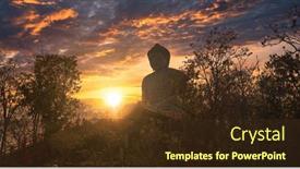  Presentation with buddha - PPT layouts enhanced with buddha-statue-at-wat-phra background and a tawny brown colored foreground