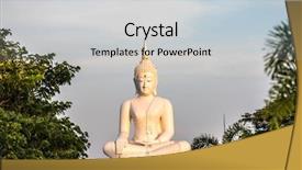  Presentation with buddha - PPT theme enhanced with buddha statue building in thailand background and a lemonade colored foreground