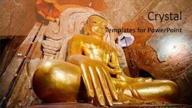  Presentation with myanmar bagan - Beautiful slide deck featuring buddha statue in bagan pagoda backdrop and a gold colored foreground