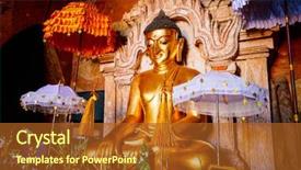 Presentation with myanmar bagan - PPT theme with buddha statue in bagan pagoda background and a red colored foreground