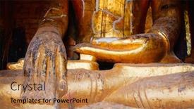  Presentation with myanmar bagan - Theme with buddha-statue-in-bagan-pagoda background and a coral colored foreground