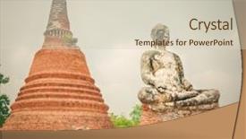  Presentation with ayutthaya - Slides enhanced with buddha statue in wat worachetharam ayutthaya historical park background and a soft green colored foreground