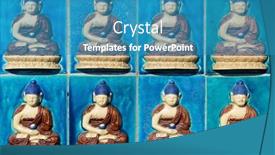  Presentation with buddha - Beautiful presentation theme featuring buddha statue pattern from tibetan buddhism in summer palace in beijing backdrop and a teal colored foreground