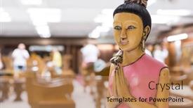  Presentation with buddha - Slide set featuring buddha-statue background and a coral colored foreground