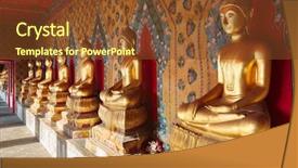  Presentation with bangkok - Presentation theme consisting of buddha statues at wat arun in bangkok thailand background and a tawny brown colored foreground