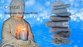  Presentation with buddha - Theme consisting of buddha-water-and-stones background and a light blue colored foreground