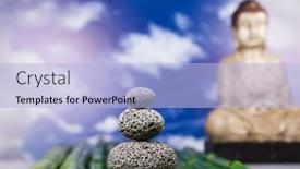  Presentation with buddha - Audience pleasing theme consisting of buddha-with-blue-sky backdrop and a light blue colored foreground