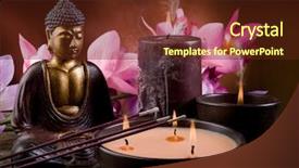  Presentation with incense - Beautiful theme featuring buddha with candle and incense backdrop and a tawny brown colored foreground