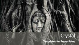  Presentation with ayutthaya - PPT theme consisting of buddha's head ayutthaya thailand background and a gray colored foreground