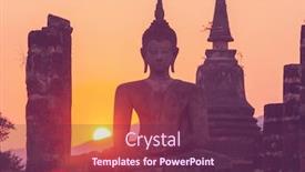  Presentation with temple - PPT theme enhanced with buddhas-statue-in-buddhist-temple background and a tawny brown colored foreground