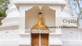 Presentation with asia - Theme with buddhas-statue-in-buddhist-temple background and a coral colored foreground
