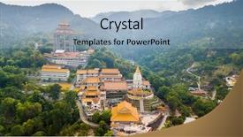  Presentation with buddhism - PPT theme featuring buddhism - aerial shot over the kek background and a light blue colored foreground