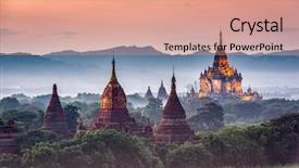  Presentation with archaeological - Theme enhanced with buddhism - bagan myanmar temples background and a coral colored foreground