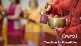  Presentation with singing bowl - Slide deck consisting of buddhism - man playing on a tibetian background and a tawny brown colored foreground