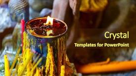  Presentation with buddhism - Audience pleasing slide set consisting of buddhism christianity - close up of candles backdrop and a  colored foreground