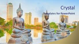  Presentation with sri lanka - PPT layouts consisting of seema malaka temple on beira background and a sky blue colored foreground