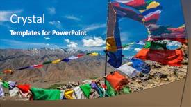  Presentation with himachal pradesh - PPT theme having buddhism-prayer-flags-lungta background and a teal colored foreground