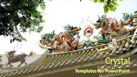  Presentation with chinese temple - Cool new slide deck with buddhism symbols - close up architectural detail backdrop and a tawny brown colored foreground