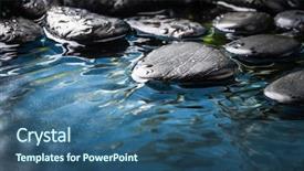  Presentation with zen stones - Slide set enhanced with buddhism symbols - zen basalt stones and water background and a ocean colored foreground