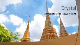  Presentation with buddhism - Presentation theme with buddhism-temple-closeup-view background and a light blue colored foreground
