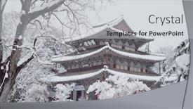 Presentation with buddhism - Beautiful presentation theme featuring korean wallpaper - buddhism view backdrop and a light gray colored foreground