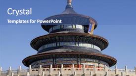  Presentation with heaven - Colorful presentation theme enhanced with buddhist ancient temple of heaven in peking backdrop and a teal colored foreground