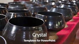  Presentation with temple - Presentation theme enhanced with money buddhism - buddhist bowl for donations background and a tawny brown colored foreground