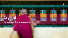  Presentation with lama - Presentation having buddhist monk lama and prayer background and a violet colored foreground