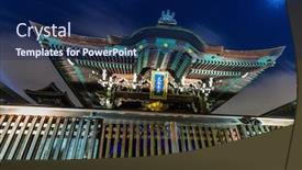  Presentation with kyoto - Cool new theme with buddhist otani hombyo temple in kyoto at night japan backdrop and a navy blue colored foreground