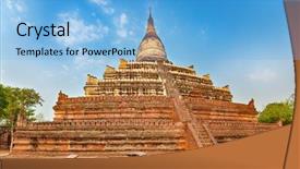  Presentation with myanmar bagan - Slides featuring buddhist pagoda shwesandaw in bagan background and a light blue colored foreground