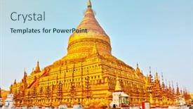  Presentation with myanmar bagan - Slide deck featuring buddhist-pagoda-shwezigon-in-bagan background and a light blue colored foreground