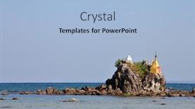  Presentation with beach rocks - Slide deck having buddhist-pagodas-on-top background and a light blue colored foreground